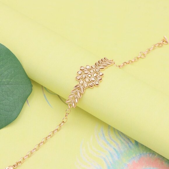 "Elegant Floral Leaf Rose Gold Bracelet with Adjustable, XPBL1137 - Picture 8 of 13